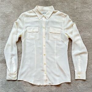 Banana Republic Sheer Cream Button-Up Blouse